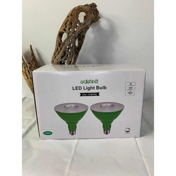 EDISHINE PAR38 2-PACK Green Flood Light LED Bulbs Outdoor Dimmable - Picture 1 of 7